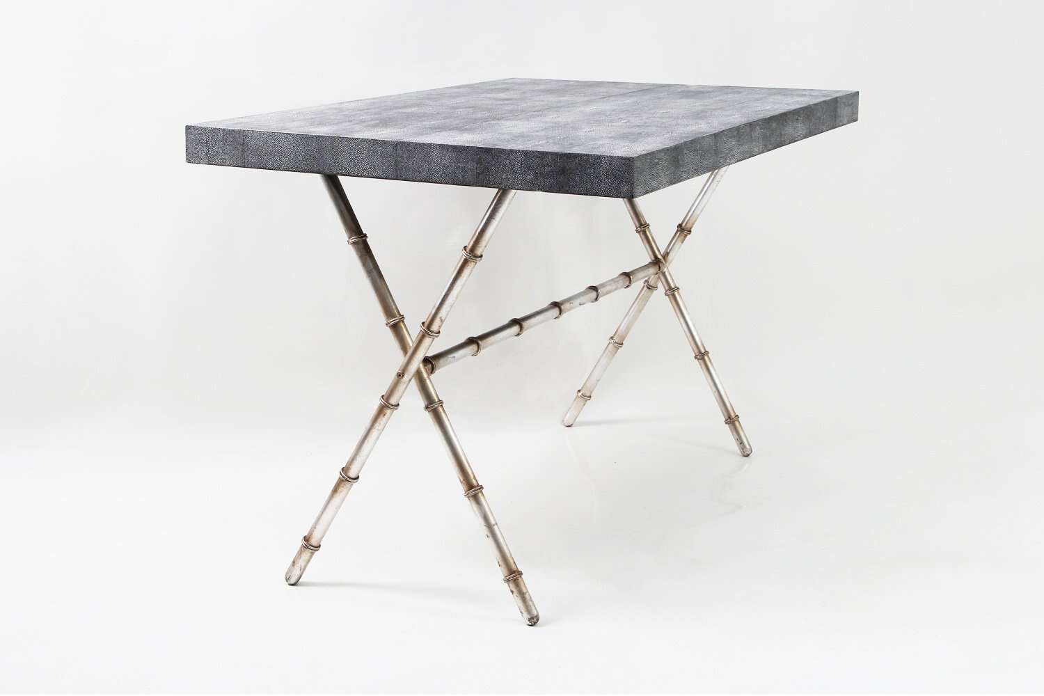 Silver and shagreen campaign table dining table coffee table 