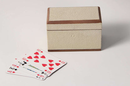 Playing Card Box in Almond White Shagreen