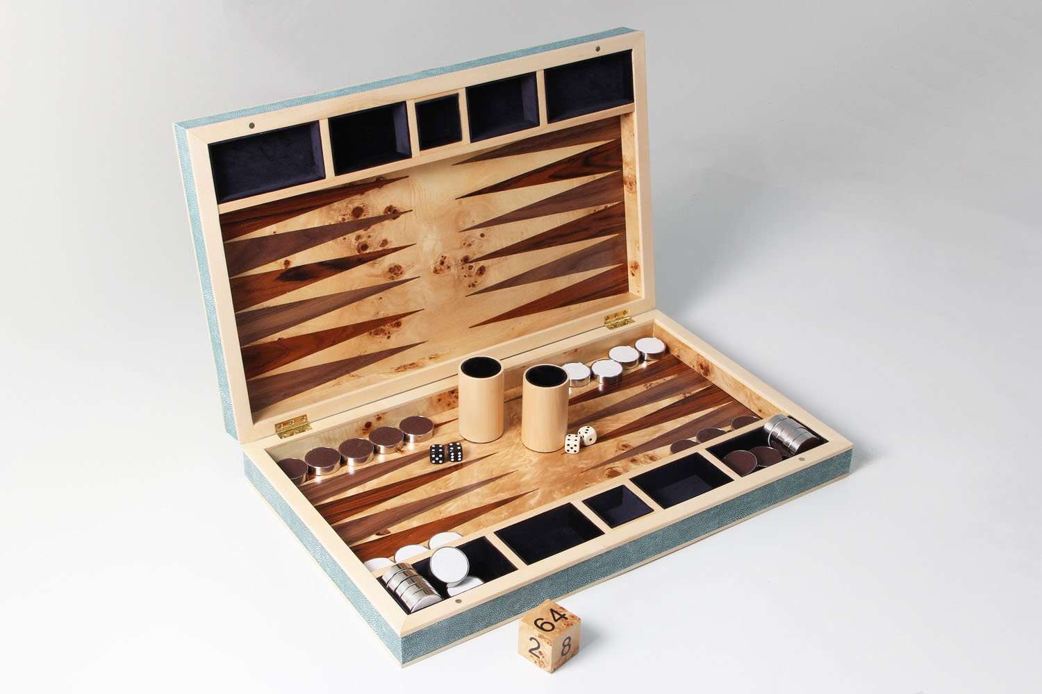 Backgammon board teal shagreen backgammon set