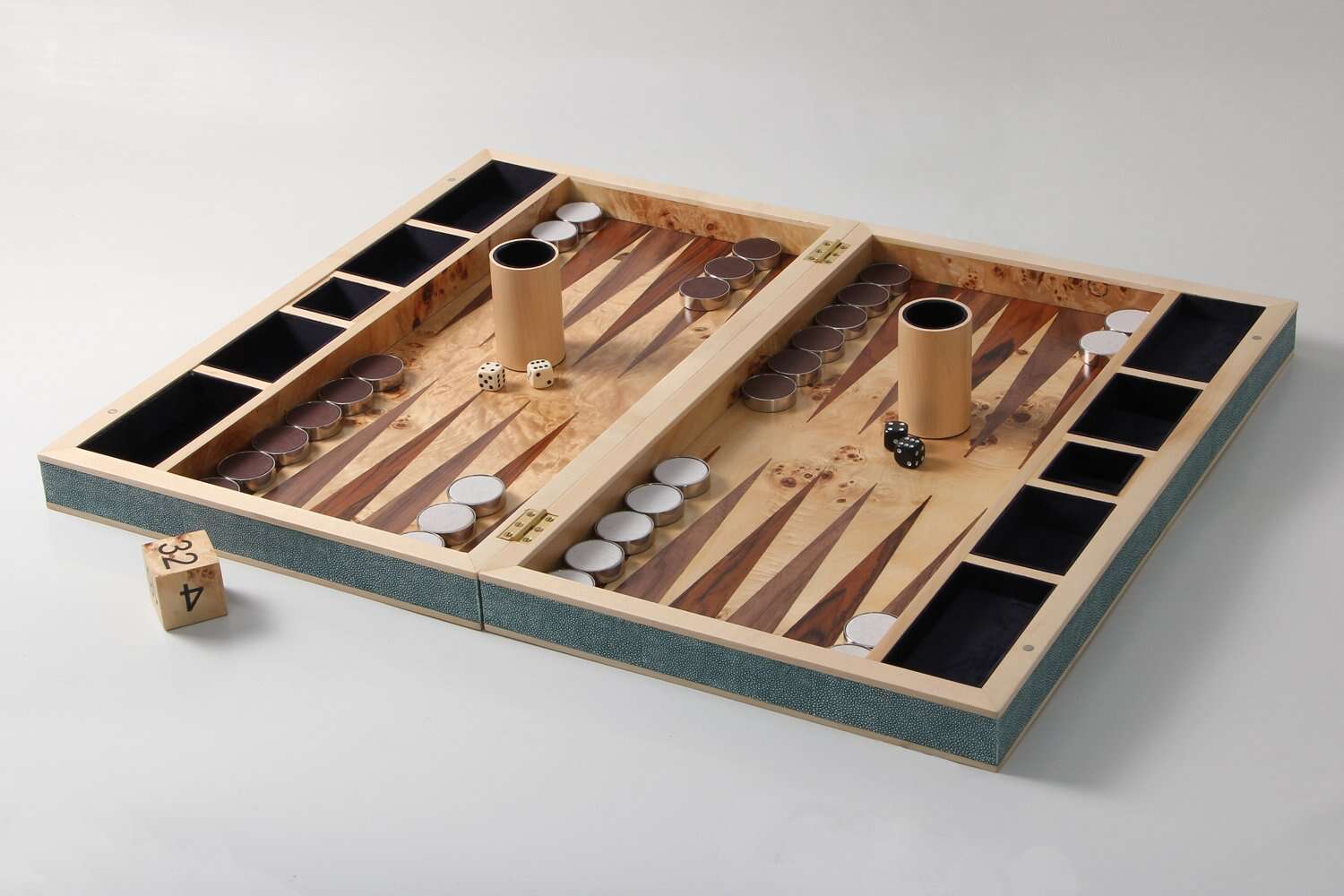 Teal shagreen backgammon board unique backgammon board