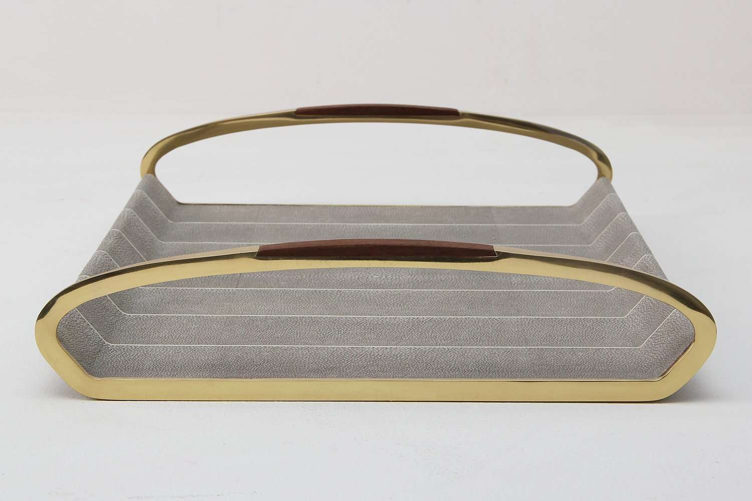 shagreen serving tray in taupe