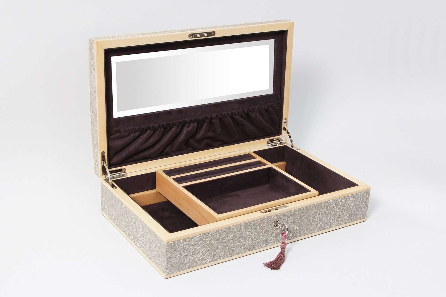 Jewellery box with mirror Shagreen jewellery box