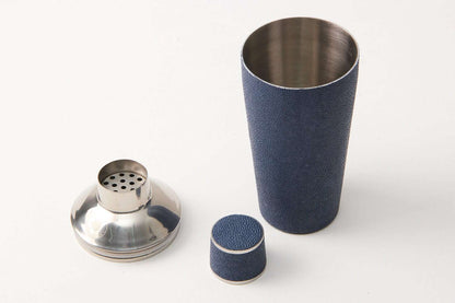 luxury cocktail shaker blue shagreen cocktail shaker