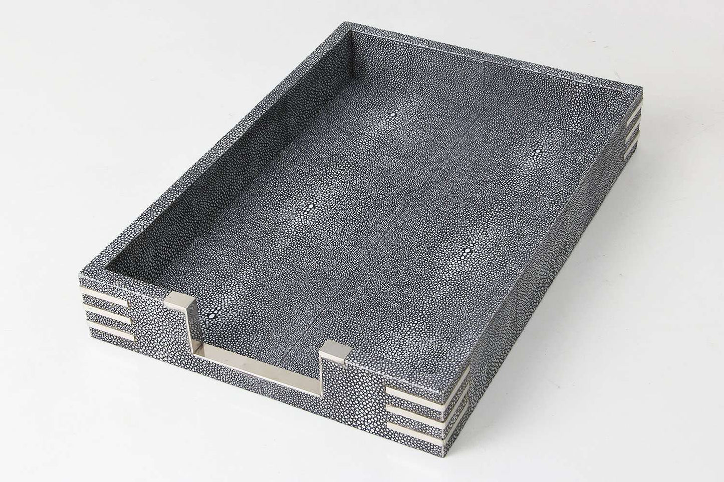 Chandler In-Tray in Charcoal Shagreen