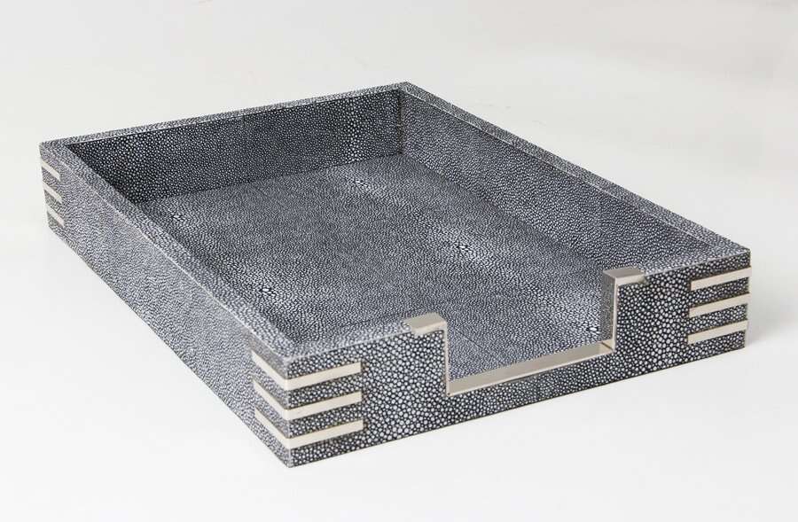 In tray in charcoal Shagreen Desk tidy tray