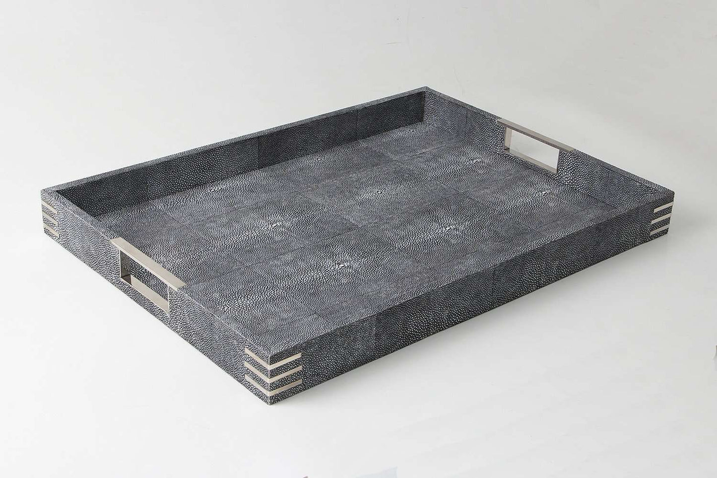 Chandler Drinks & Serving Tray in Charcoal Shagreen