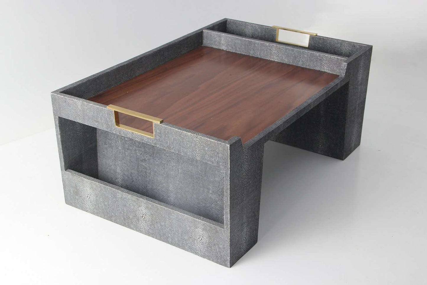 Bed Tray in Charcoal Shagreen