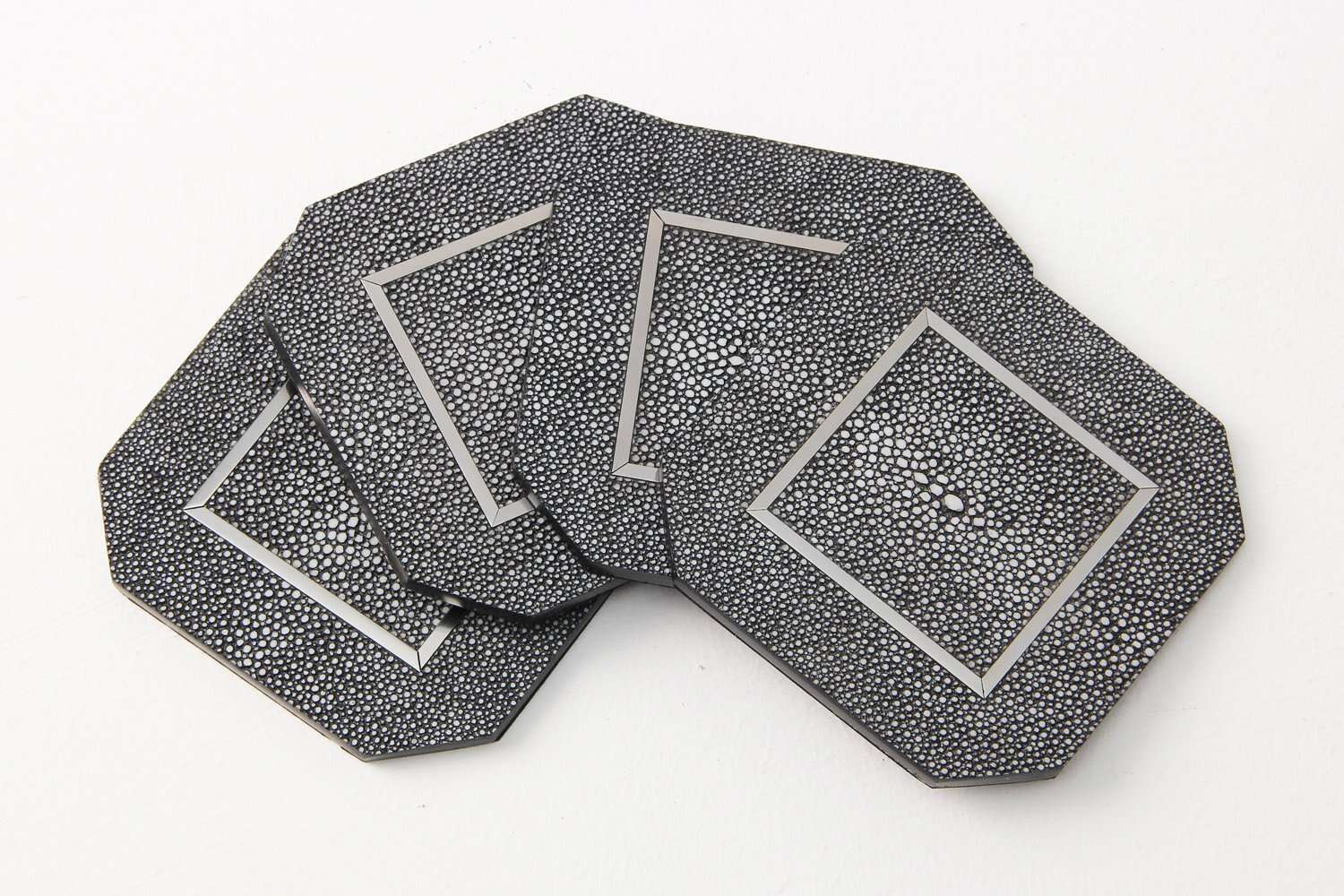 Charcoal shagreen placemats and coasters unique coasters 