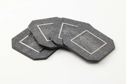 Chandler Drinks Coasters in Charcoal Shagreen
