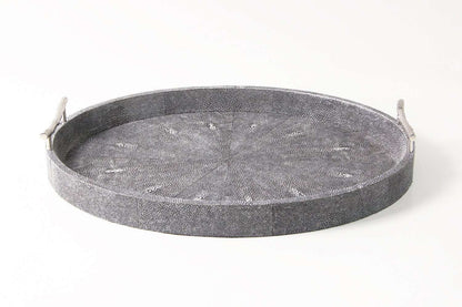 Oval Serving Tray in Charcoal Shagreen