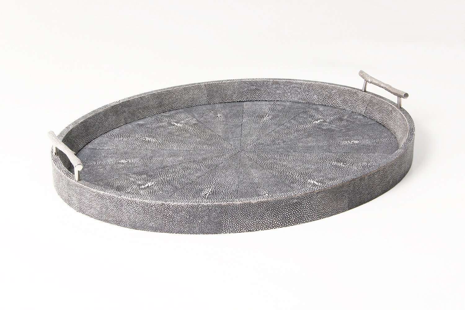 Serving tray Forwood Design grey shagreen drinks tray