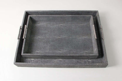Rectangle Serving Tray in Charcoal Shagreen