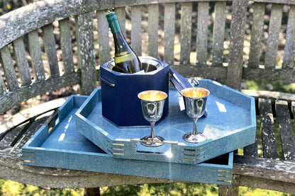 Ice bucket Blue shagreen ice bucket