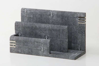 Shagreen desk organizer Charcoal shagreen letter rack