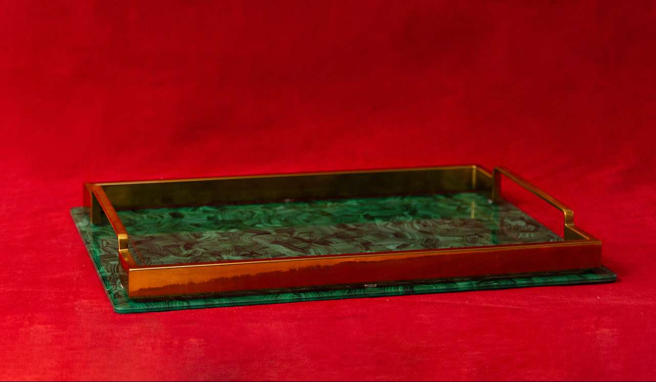 Malachite drinks tray Luxury dinner tray chic malachite serving tray