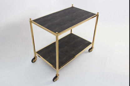 The Cliveden Drinks Trolley in Seal Brown Shagreen
