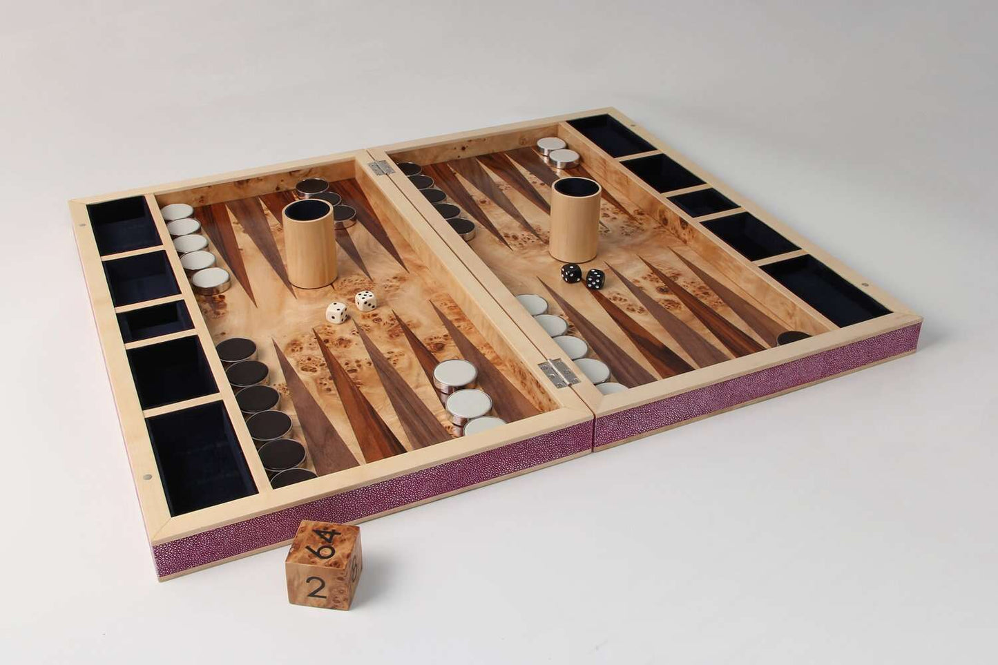 Wooden Backgammon Set in Pink shagreen