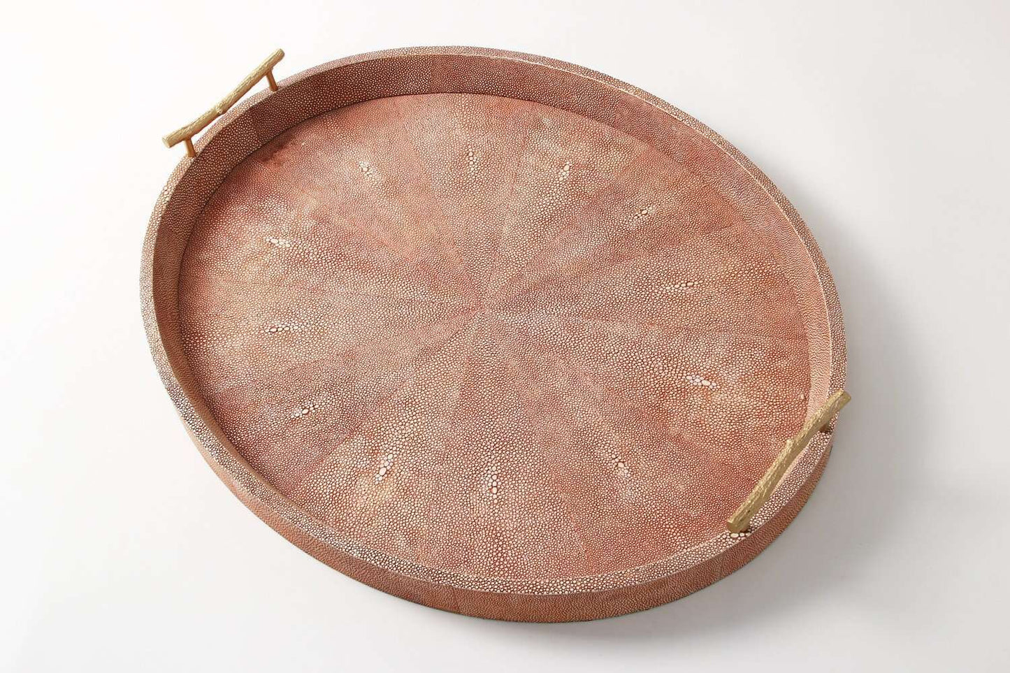 Oval Serving Tray in Coral Shagreen