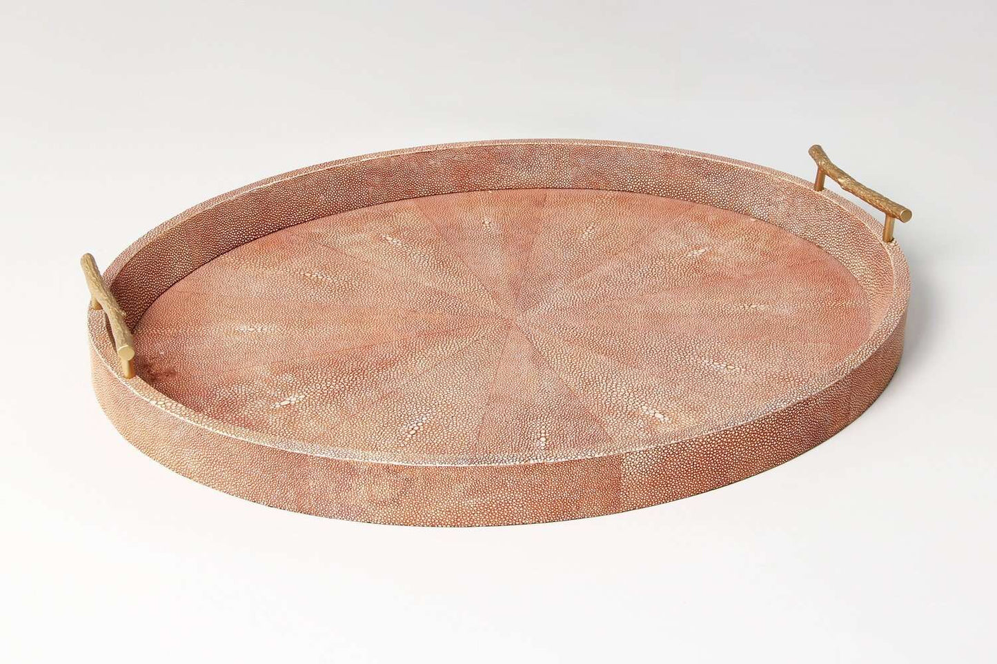 Oval Serving Tray in Coral Shagreen