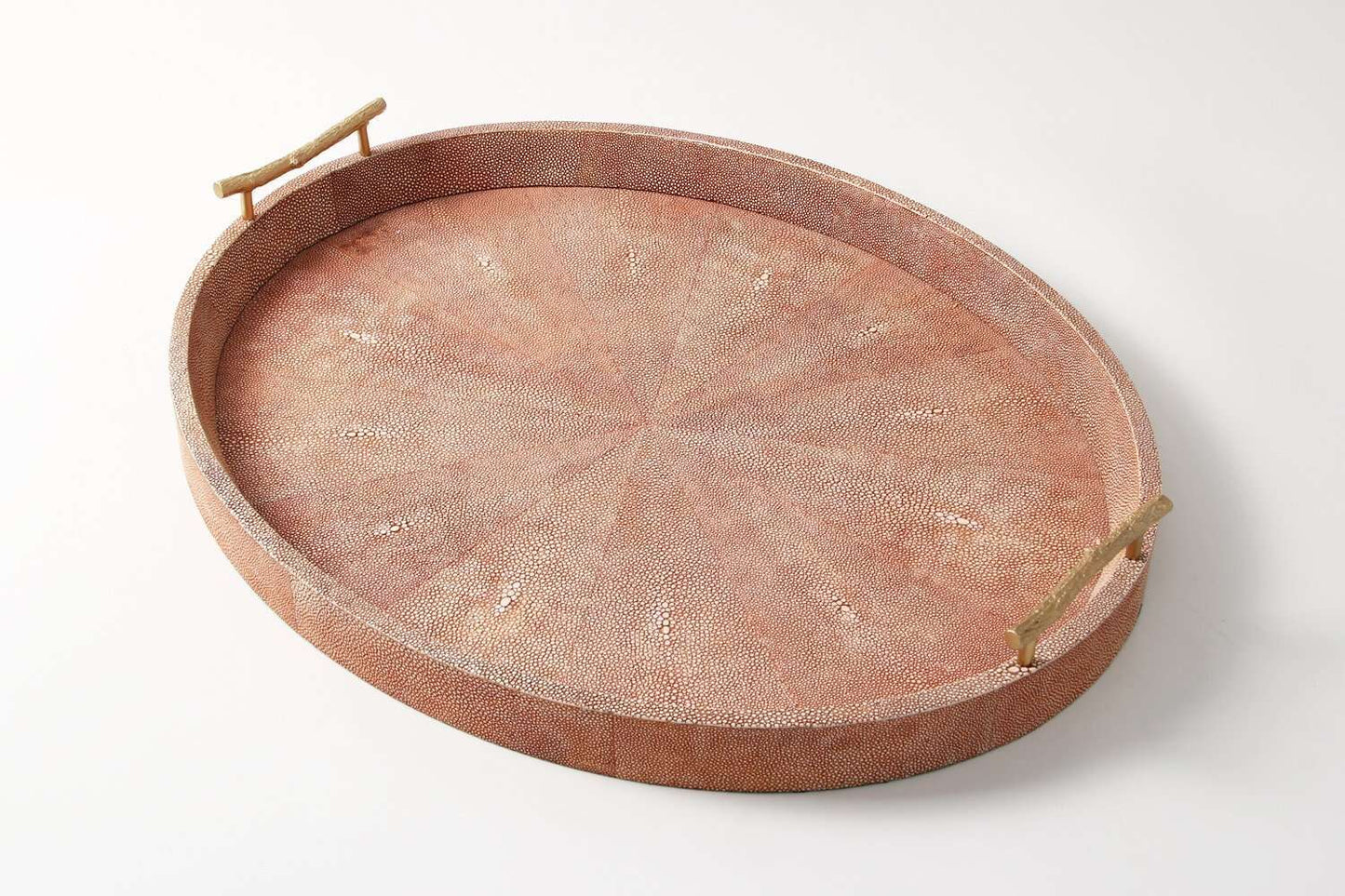 Oval Serving Tray in Coral Shagreen