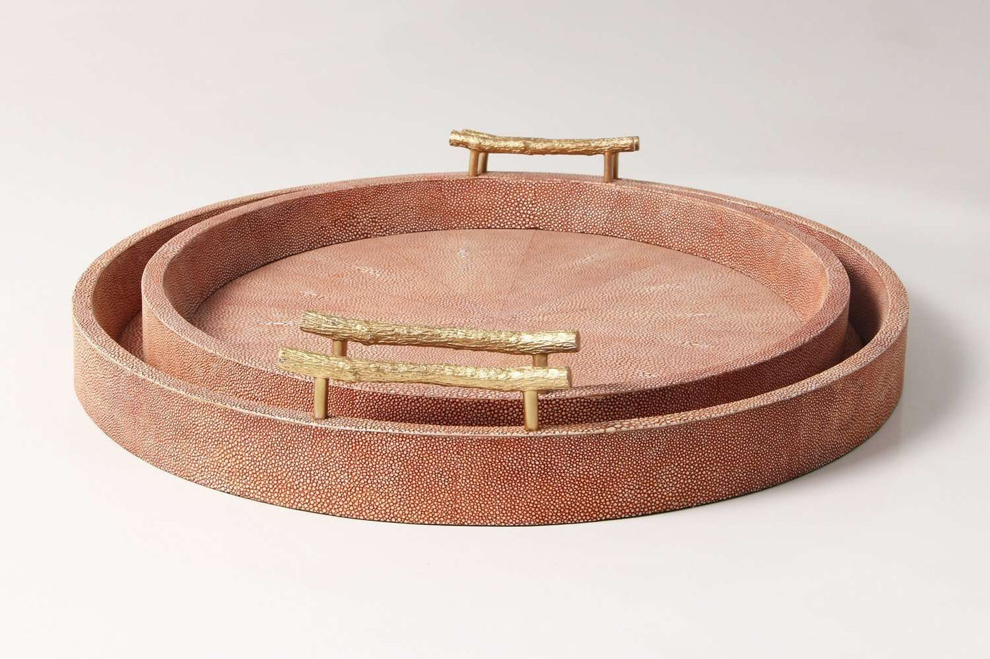 Oval Serving Tray in Coral Shagreen