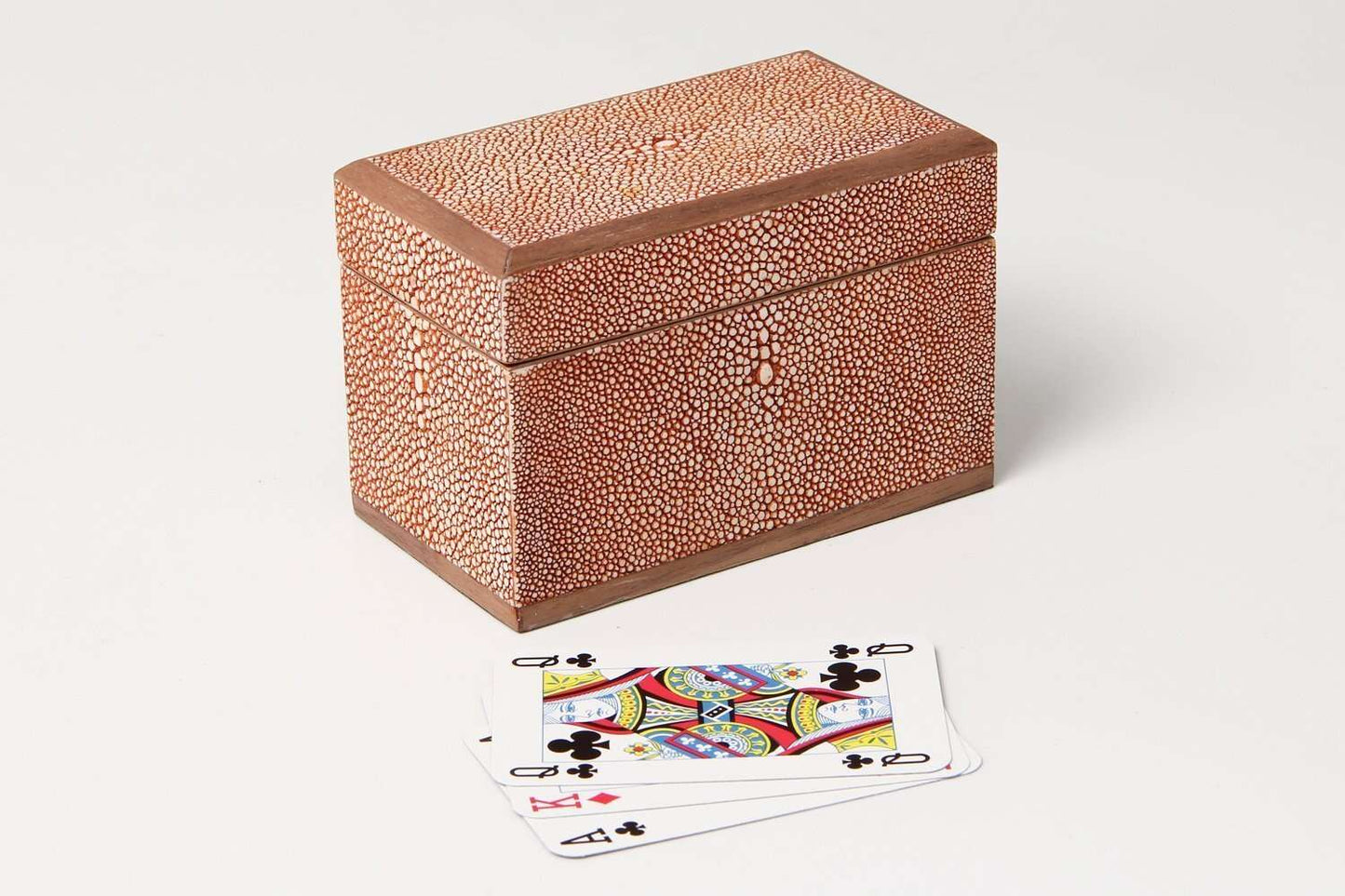 Playing Card Box in Coral Shagreen