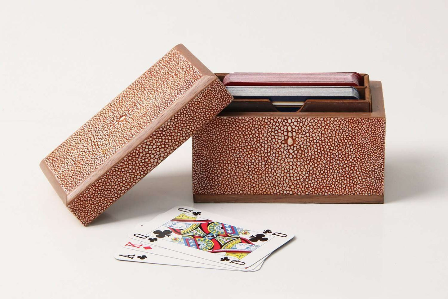 Playing Card Box in Coral Shagreen