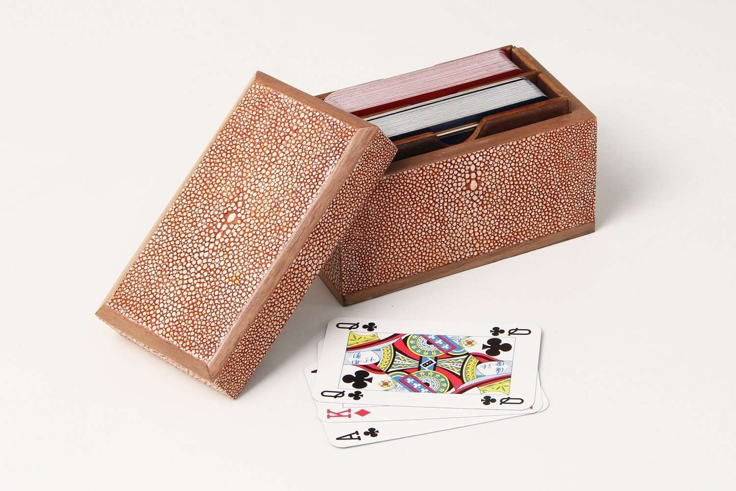 Playing Card Box in Coral Shagreen