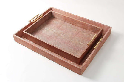 Rectangle Serving Trays in Coral Shagreen