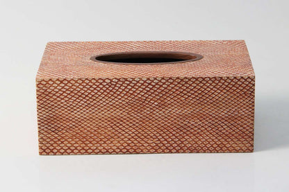 Tissue Box in Coral Boa Leather