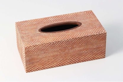 Tissue Box in Coral Boa Leather