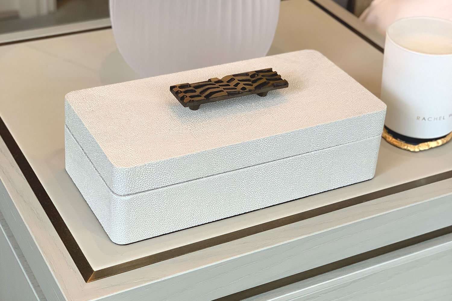 jewelry box treasure box linen white shagreen