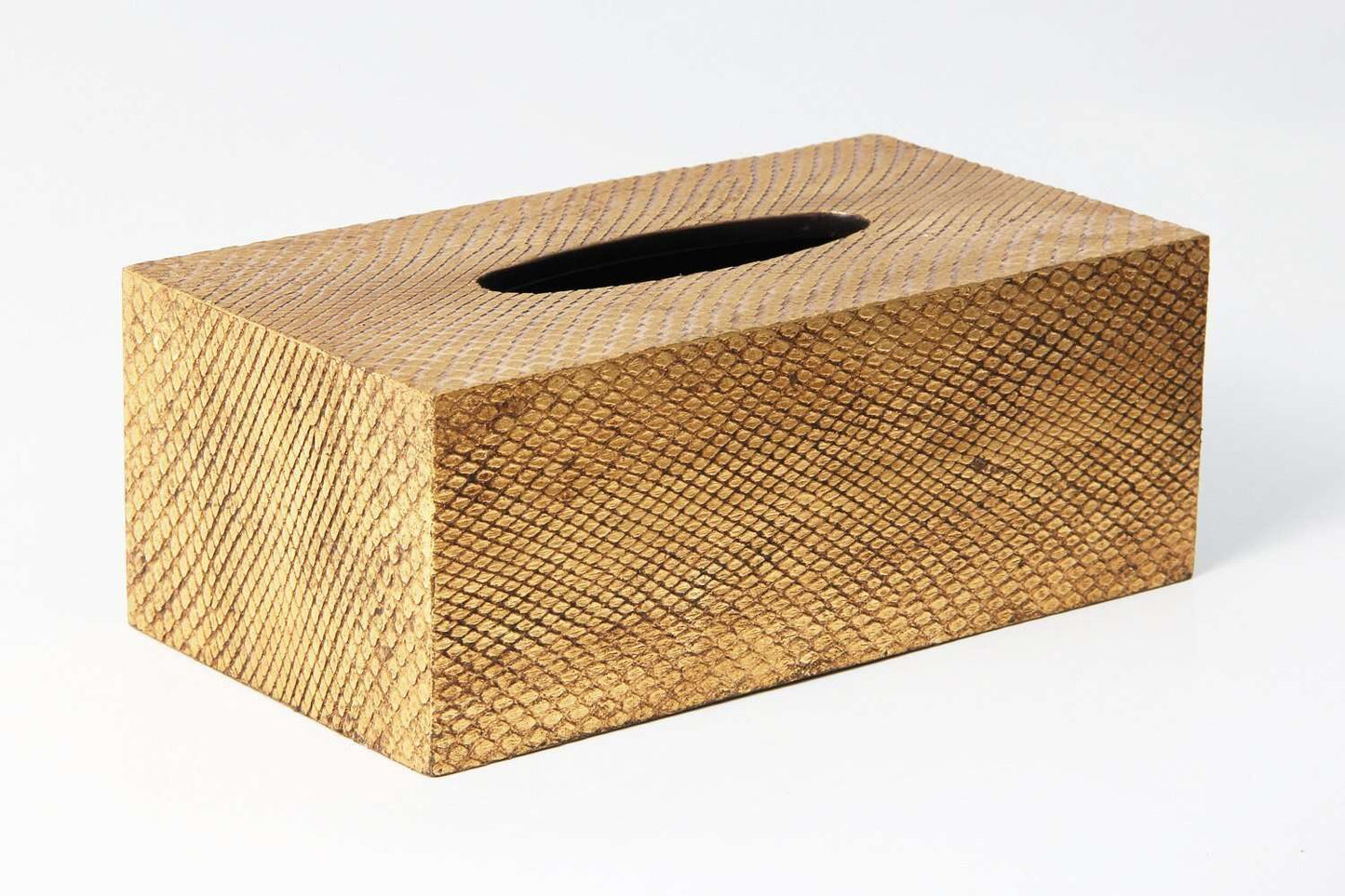 Tissue Box in Antique Gold Boa Snakeskin