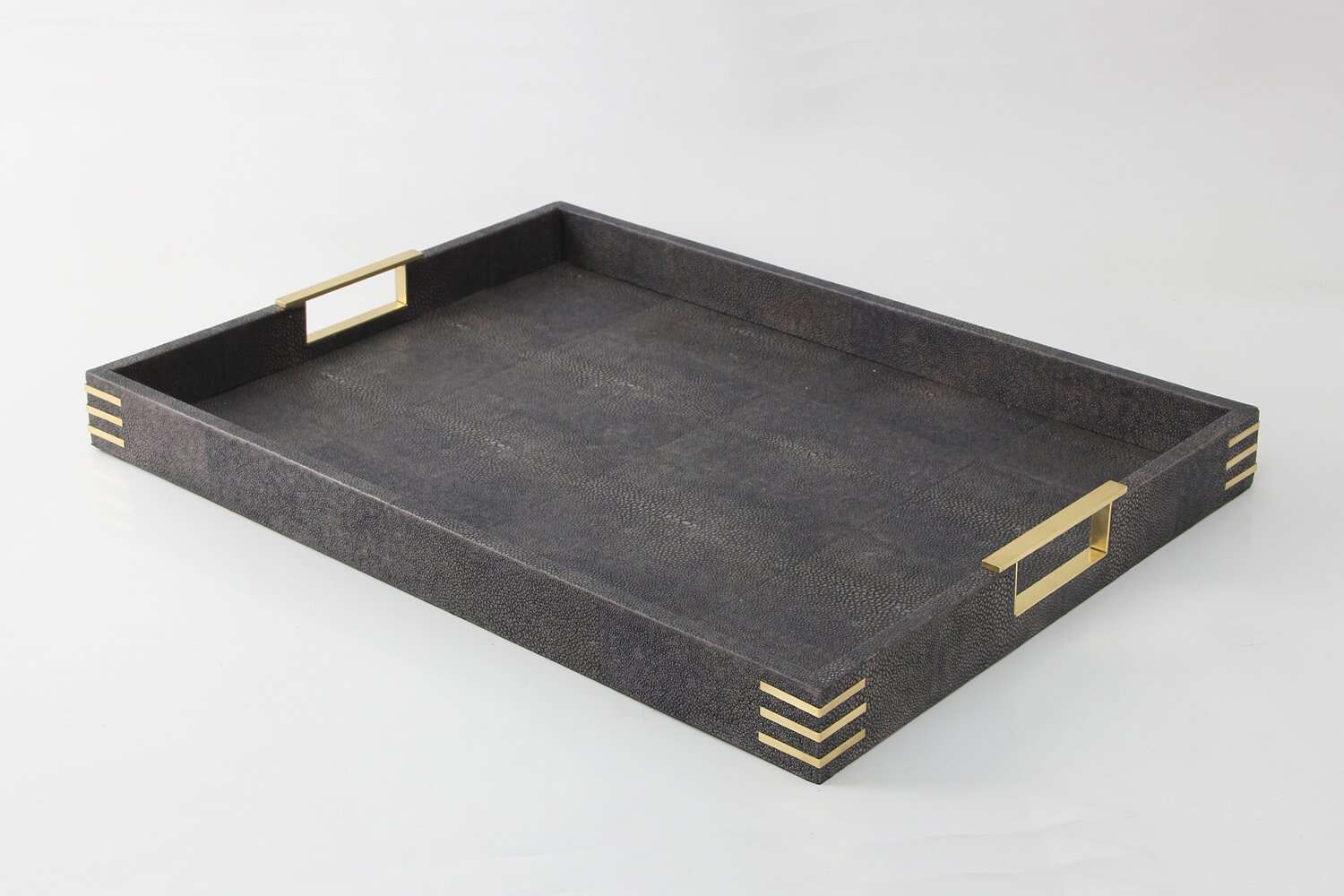 Serving tray drinks tray brown shagreen serving tray