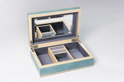 Ansley Jewellery Box in Teal Shagreen