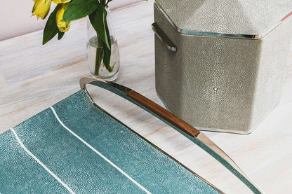 Jules Serving & Drinks Trays in Teal Shagreen