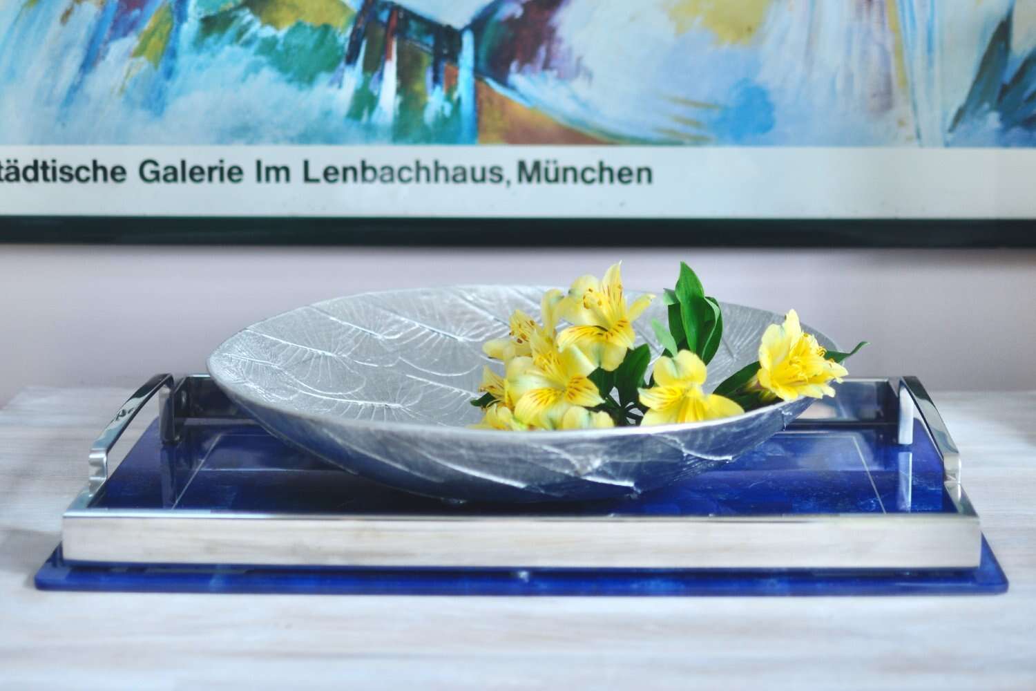 Serving tray drinks tray Blue lapis lazuli serving tray