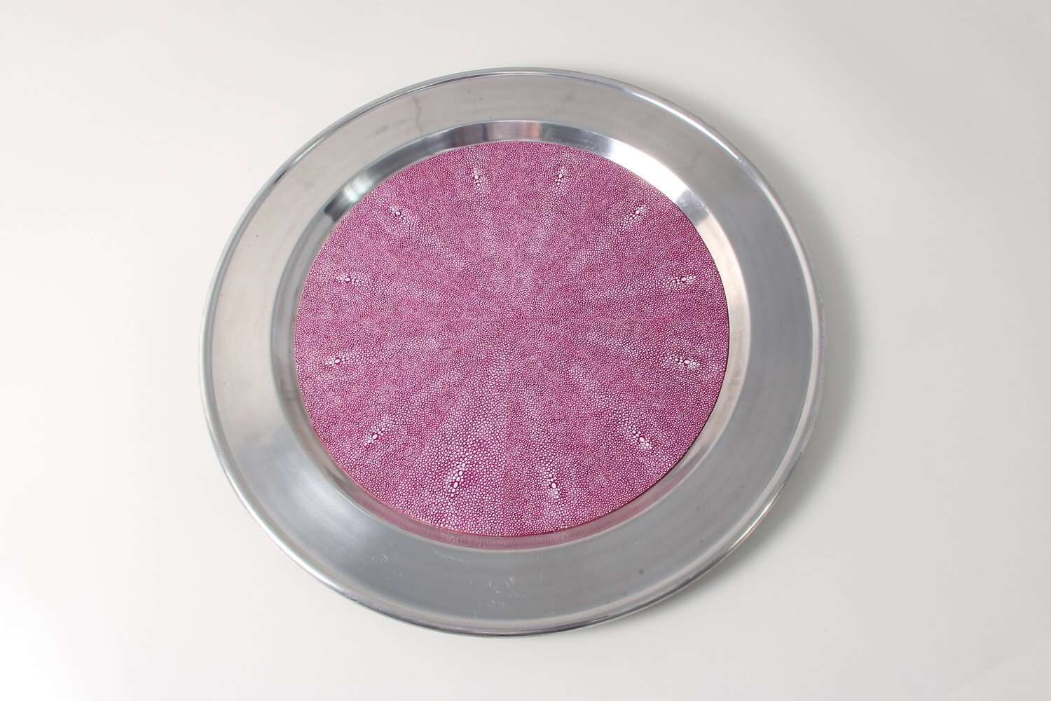 Serving tray Round Pink shagreen serving tray