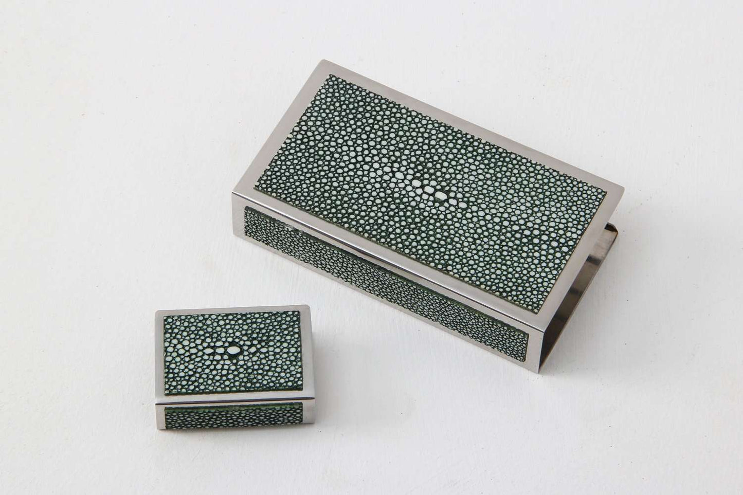 Matchbox Holders in Lincoln Green Shagreen