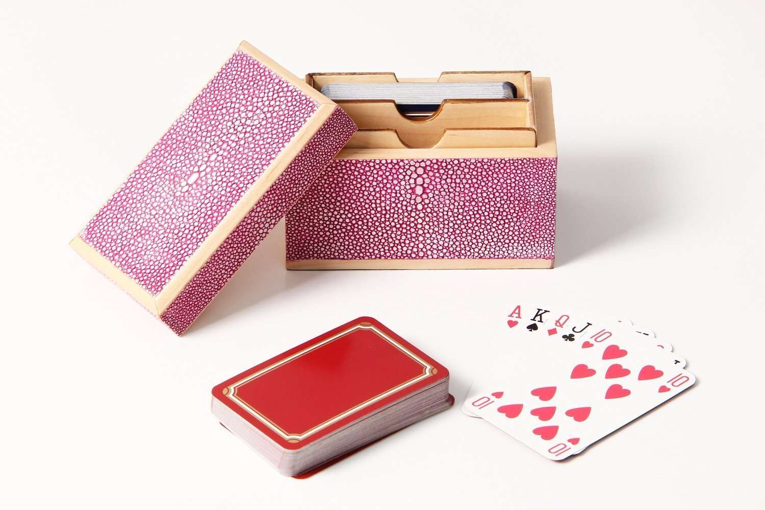 Playing card box unique pink shagreen playing card box