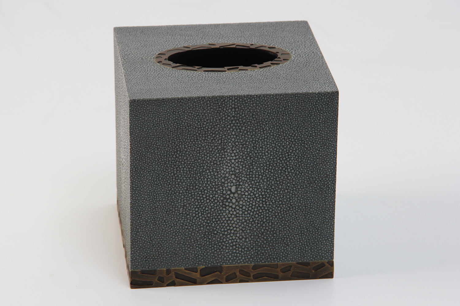 Tissue box cover green shagreen tissue box cover