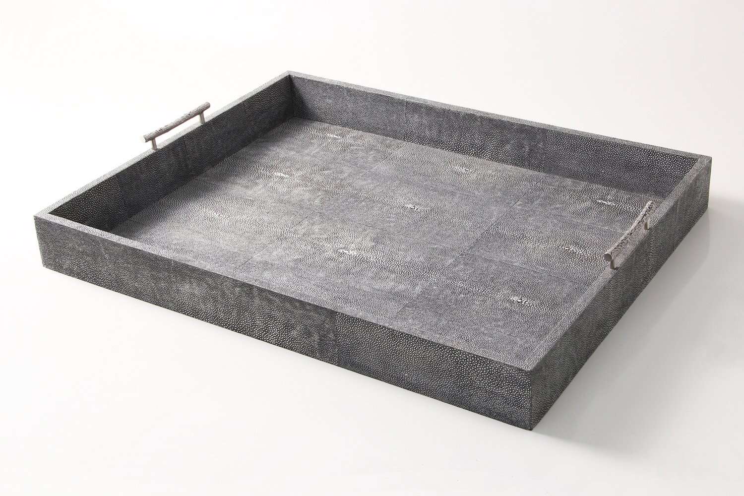 Serving tray Forwood Design grey shagreen drinks tray