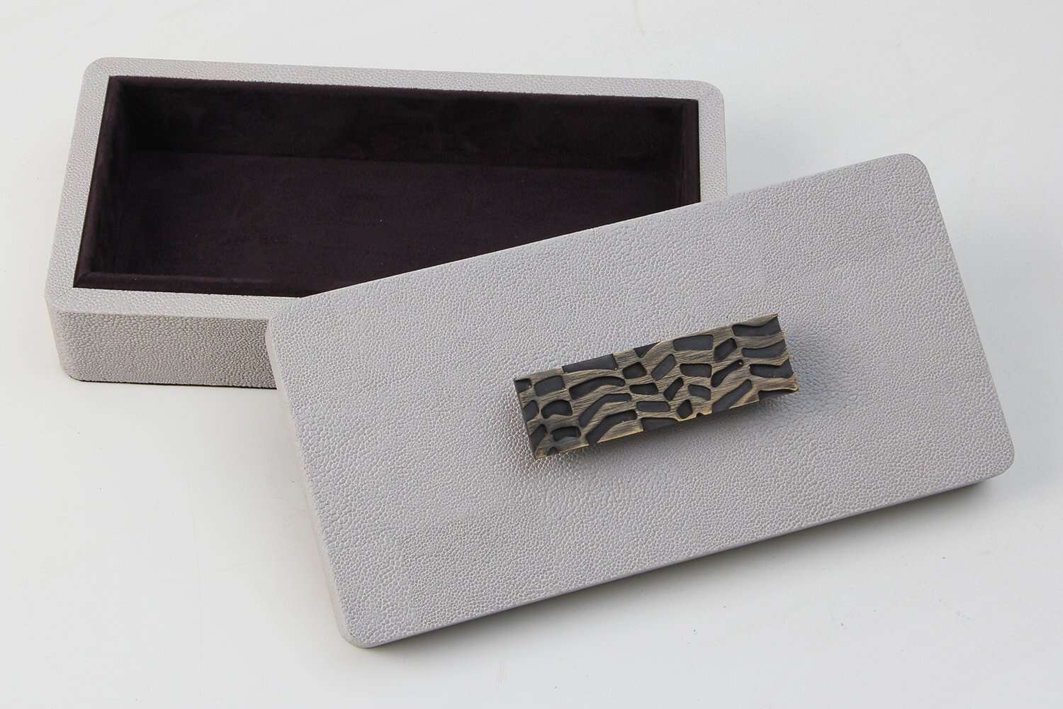Trinket box remote box unique white shagreen box