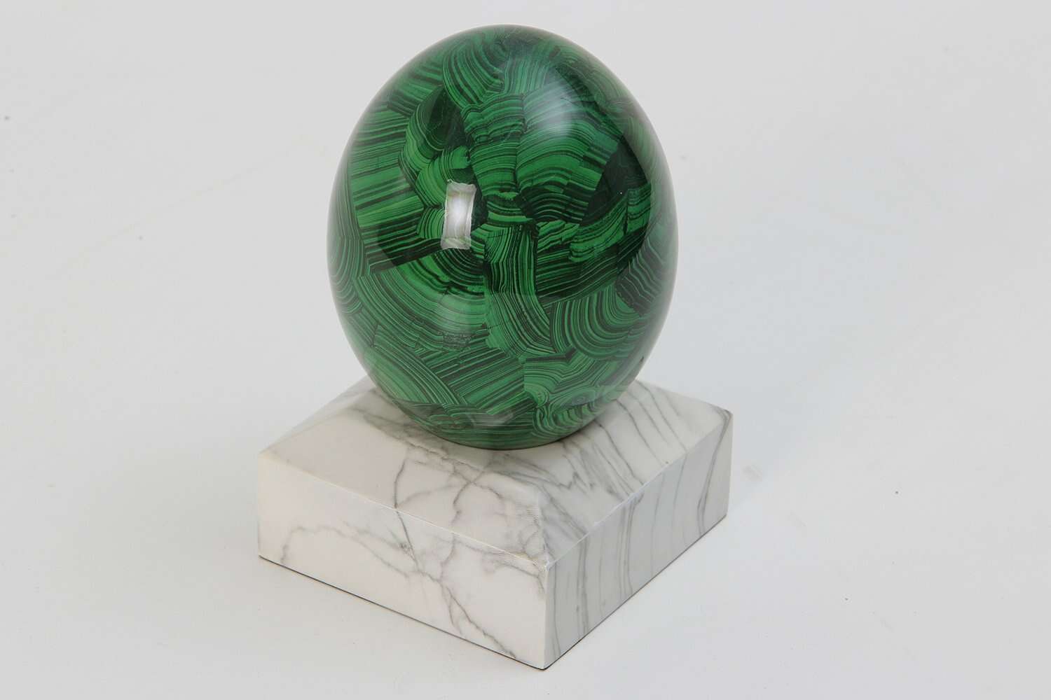 Malachite sculpture Egg sculpture Green egg sculpture