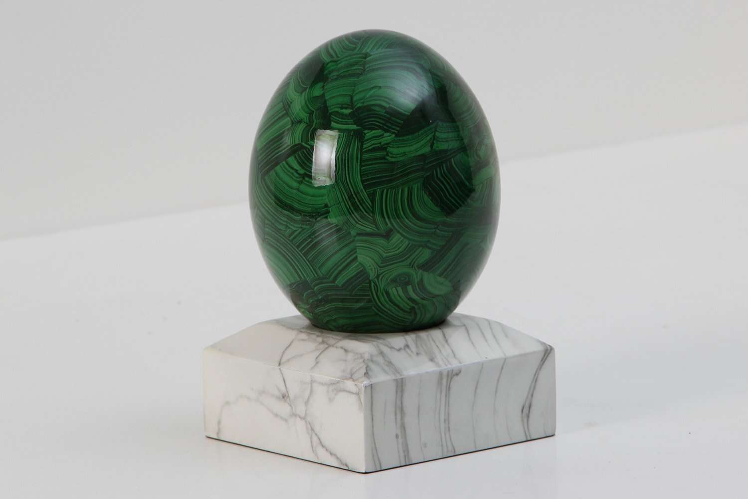 Egg sculpture Green sculpture Malachite sculpture