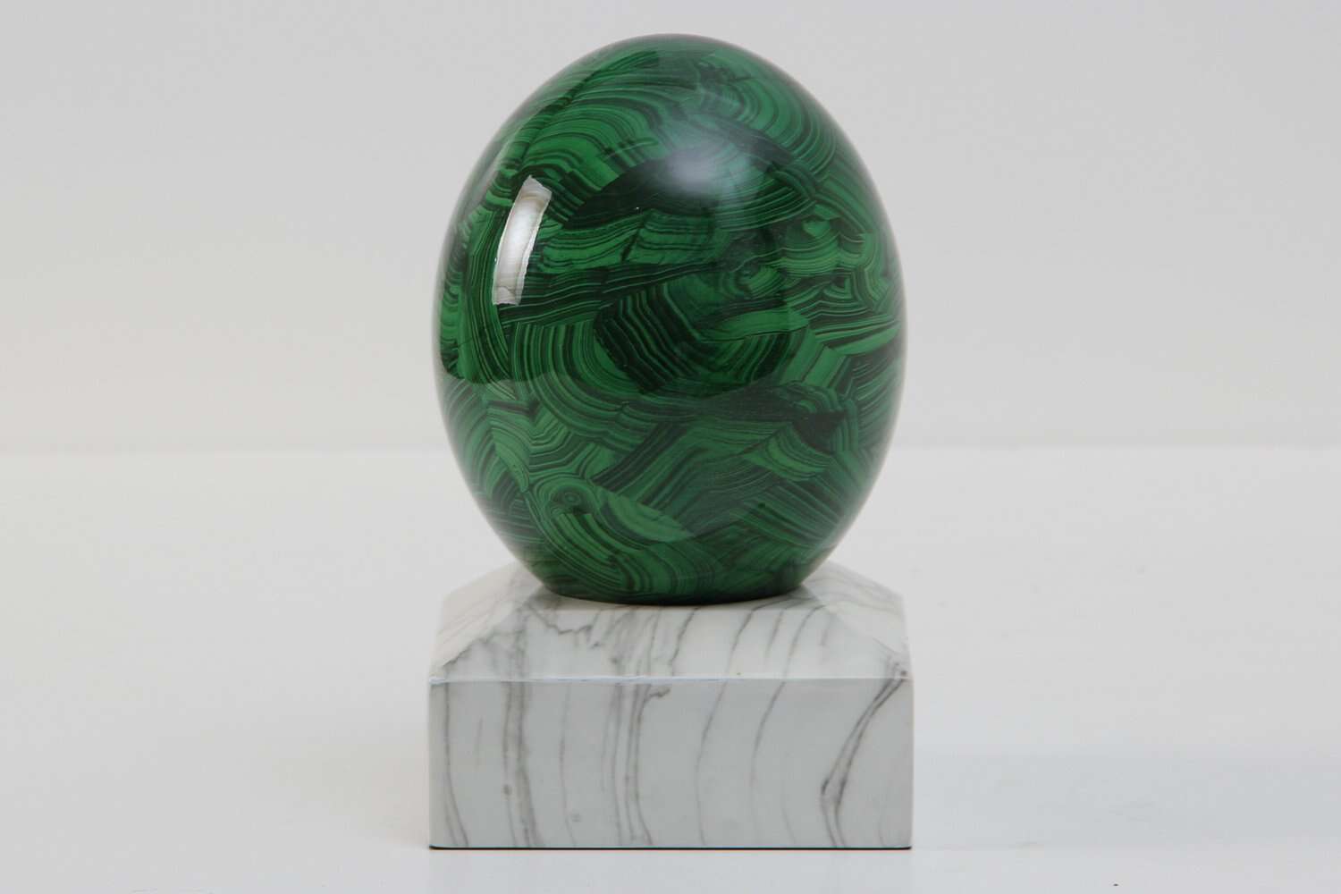 Malachite sculpture Egg sculpture Green sculpture 