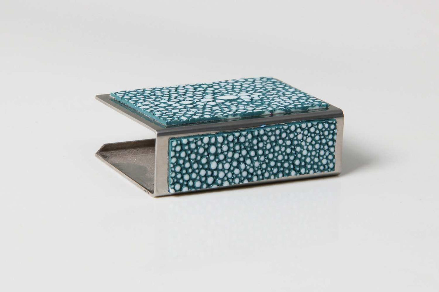 Matchbox Holders in Teal Shagreen