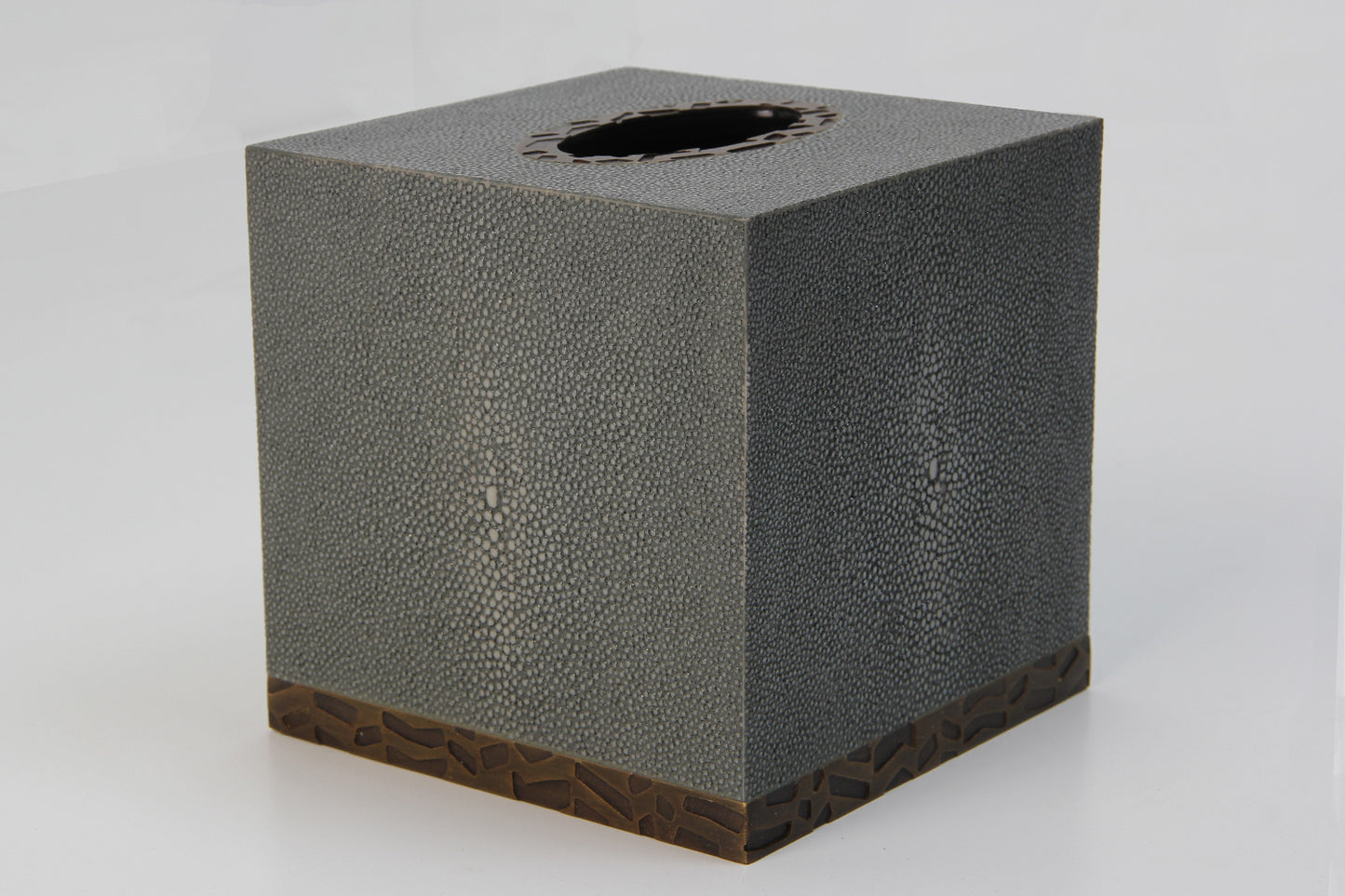 Tissue box chic green shagreen tissue box