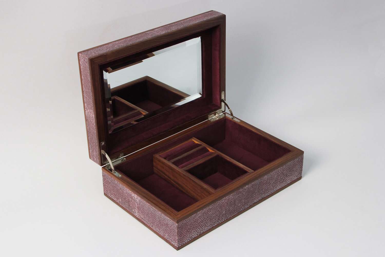 chic jewelry box in unique mulberry shagreen gift present