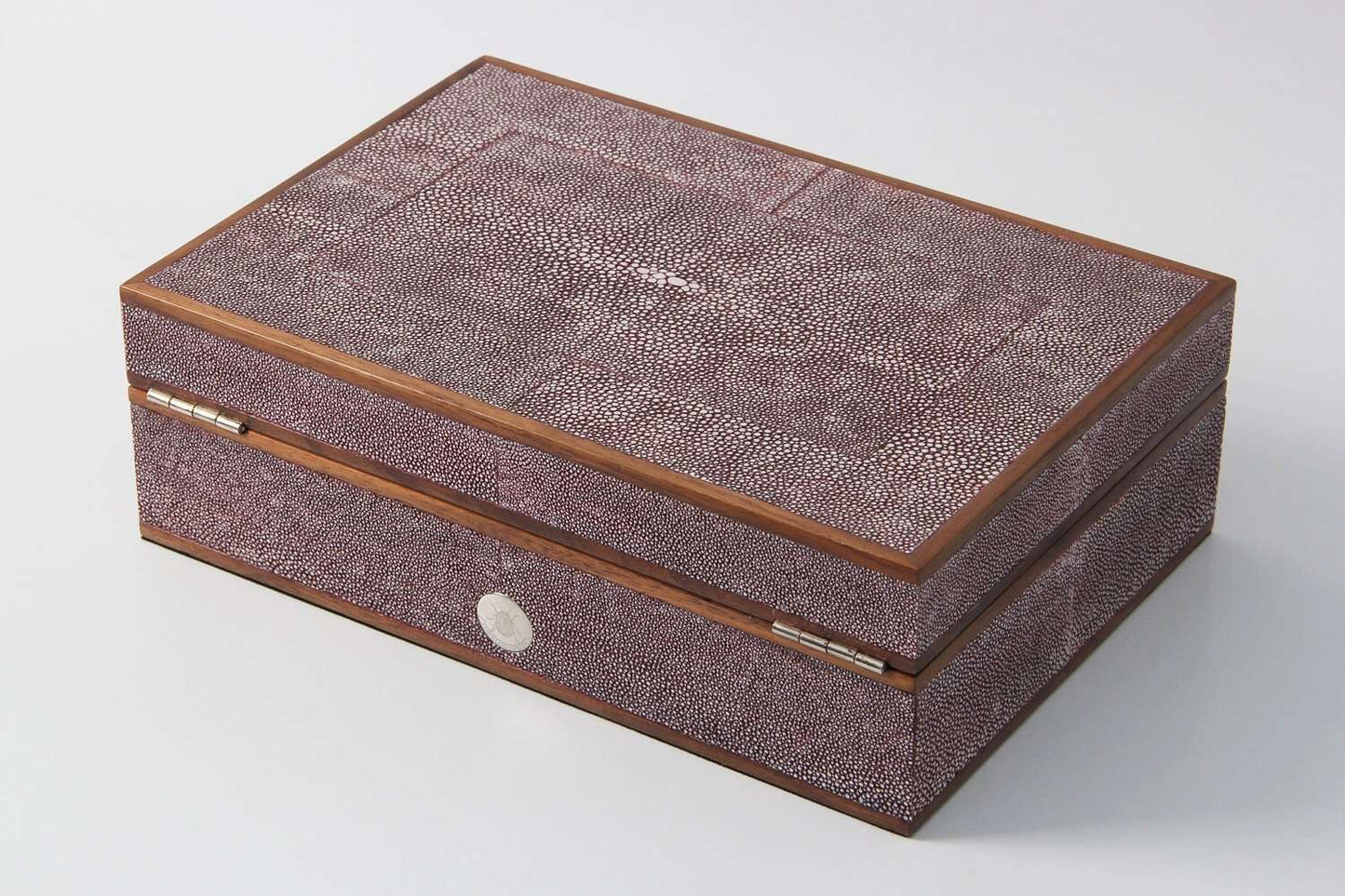 Mulberry shagreen and walnut jewelry box unique birthday gift present